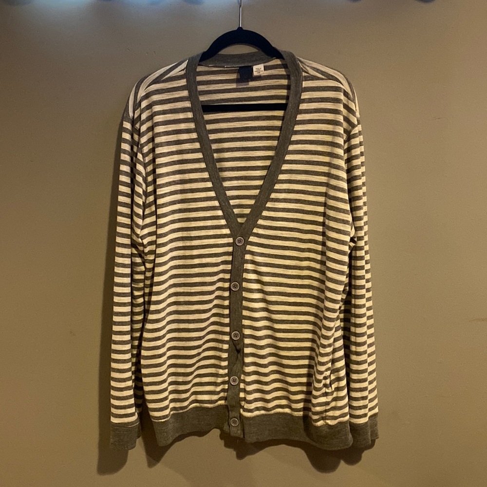 Loose striped cardigan sweater